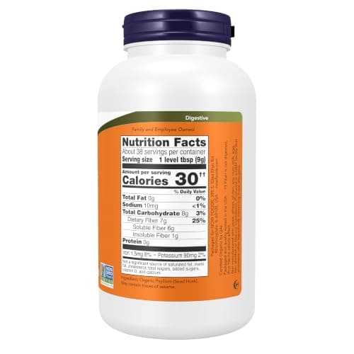 NOW Supplements, Organic Psyllium Husk Powder, Soluble Fiber, 12 oz thumbnail 2