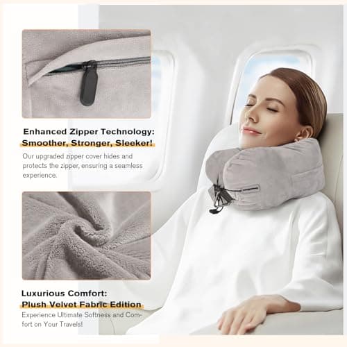 DreamShore Travel Pillow for Extra Luggage: Stuffable Neck Pillow with Adjustable Neck Size | Fits 3+ Days of Travel Essentials | Transformable Carry-On Solution | Soft Velvet Cove thumbnail 3