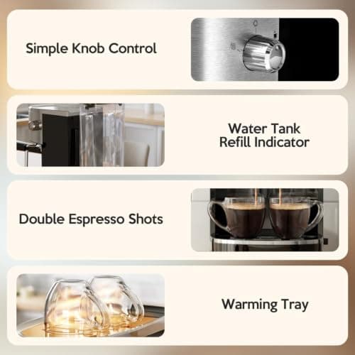 Kismile 20 Bar Stainless Steel Espresso Machine with Steam Milk Frother thumbnail 7
