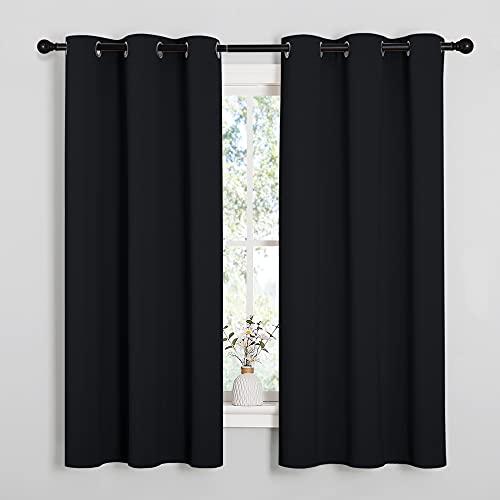 NICETOWN Pitch Black Solid Thermal Insulated Grommet Blackout Curtains/Drapes for Bedroom Window (2 Panels, 42 inches Wide by 63 inches Long, Black) thumbnail 2