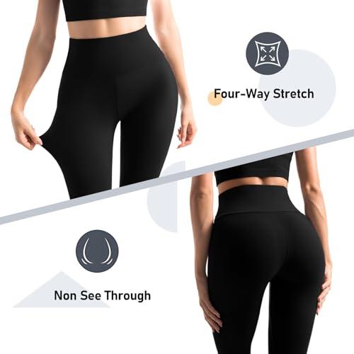 Leafigure 2 Pack Leggings with Pockets for Women, High Waisted Soft Leggings for Yoga Gym Black SM thumbnail 6