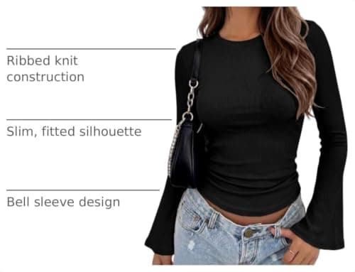 Zeagoo Womens Shirts Long Sleeve Slim Fit Fashion Fall Cute Ribbed Tops thumbnail 4