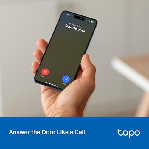 Tapo 2K Wireless Smart Video Doorbell - 160° Ultra-Wide View, Person Detection, 2-Way Talk, Ring Call, Night Vision, Subscription-Free Local Storage or Optional Cloud, D205