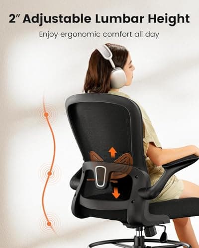 ErGear Drafting Chair, Standing Desk Chair with Flip-Up Armrests, High Desk Chair Adjustable Height, Ergonomic Tall Office Chair with Lumbar Support and Adjustable Footrest Ring thumbnail 3