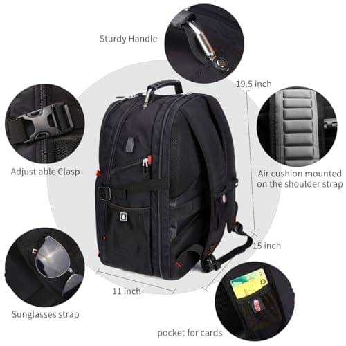 Miniatura de SHRRADOO Extra Large 50L Travel Laptop Backpack with USB Charging Port, College High School Backpack Airline Approved Business Work Bag Fits 17 Inch Computer for Men Women 4