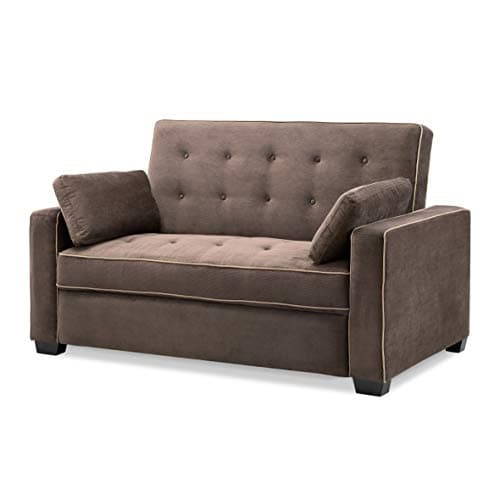 Serta Ainsley 72.6" Convertible Sleeper Sofa, Queen Size, Dreamcoil Comfort, Soft Woven Fabric, Java