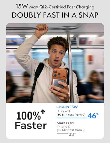 Miniatura de Power Bank LISEN Qi2 MagSafe 15W Ultra Delgado, Carga Rápida 5000mAh 2