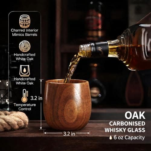 Miniatura de Vasos de Madera Carbonizada Mineaoll para Whisky (2 pzas.) 2