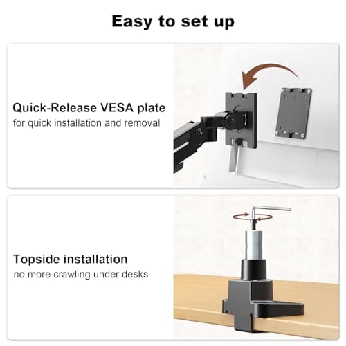 Dual Monitor-Arm Heavy-Duty for 17-49-inch Screens - Premium Vertical Stacked Dual Monitor Arm Desk Mount for Ultrawide Screens up to 44lbs, Fully Adjustability, VESA 75/100 mm, Bl thumbnail 7