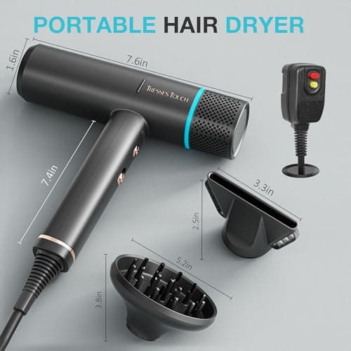 Hair Dryer with Diffuser Blow Dryer, 150000 RPM Professional High-Speed Ionic BlowDryer, Powerful 1600 Watt Motor for Fast Drying and Straight & Wavy Hair, Low Noise, Lightweight f thumbnail 8