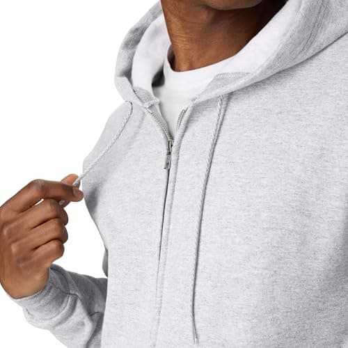 Hanes Men's Full-Zip Eco-Smart Hoodie, Light Steel, X-Large thumbnail 5