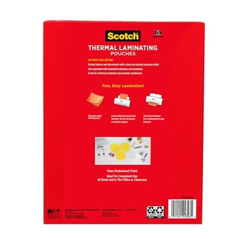 Scotch Thermal Laminating Pouches, for Use with Thermal Laminators, 8.9 x 11.4 Inches, Letter Size Sheets, 100-Pack thumbnail 11