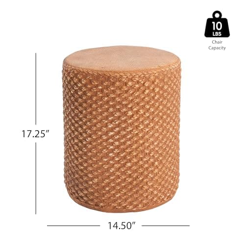 Miniatura de Christopher Knight Home Nataly 17.25" H Small Outdoor Side Table, Cylinder Shaped Carved Garden Stool, Lightweight Concrete End Table, Patio Decorative Home Stool for Balcony Pools 2