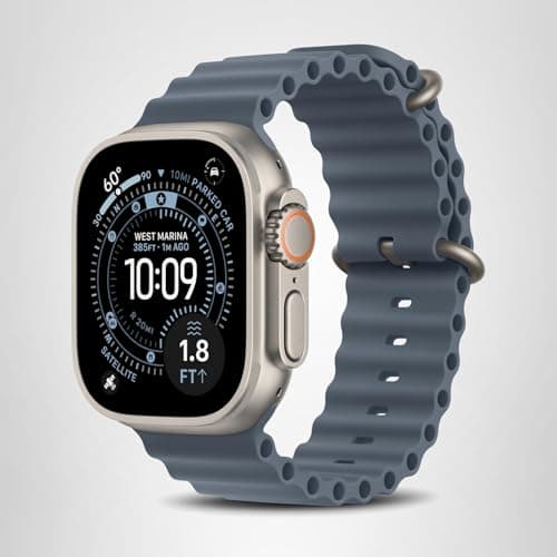 Apple Watch Ultra 3 [GPS + Cellular 49mm] Running & Multisport Smartwatch w/Rugged Titanium Case w/Anchor Blue Ocean Band. Satellite Communications, Advanced Health & Fitness Track