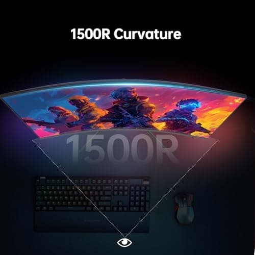 KTC 32 Inch Curved Gaming Monitor, FHD 1080P 165Hz PC Monitor, 1500R, 122% sRGB with HDR, FreeSync Premium, HDMI 2.0x2, DisplayPort 1.4, VESA Compatible, Tilt Adjustable, Eye Care, thumbnail 4
