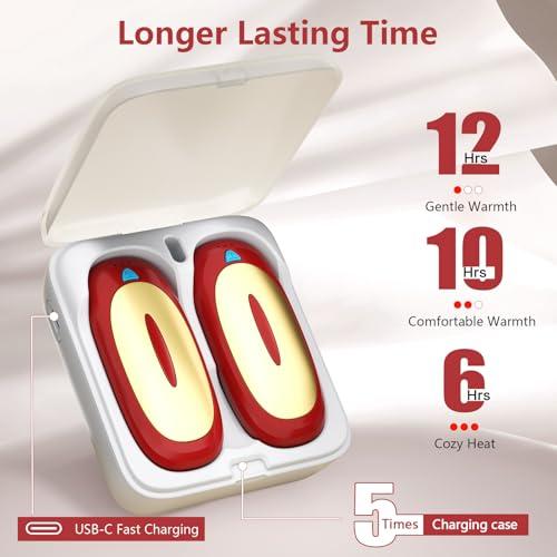 3-in-1 Electric Hand Warmers Rechargeable 2 Pack,14000mAh Portable Dual-Sided Handwarmer with Charging Case, 3 Levels Fast Heating Pocket Warmers,Gifts for Men,Women,Raynauds,Hunti thumbnail 6