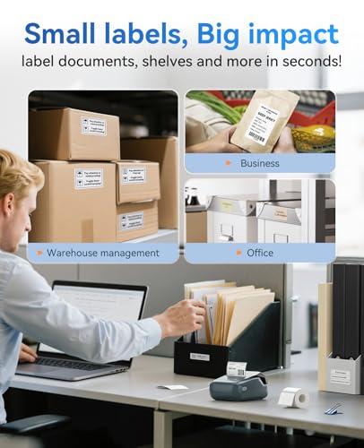 NIIMBOT B1 Label Maker Machine, Thermal Label Printer Easy to Use for Office, Home, Business, Came with 1 Roll White Label(Blue)