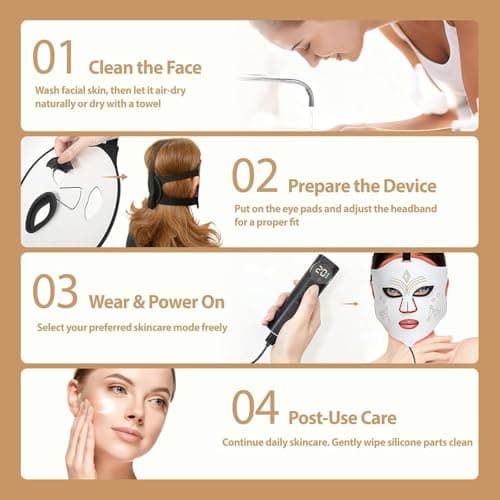 Miniatura de Máscara LED de Terapia de Luz Roja Facial 4 en 1 con NIR, Azul y Roja - Portátil y Recargable 7