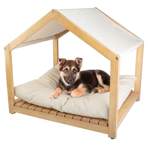 Casa para perro PETMAKER de 30x24 pulgadas con cojín y toldo ajustable
