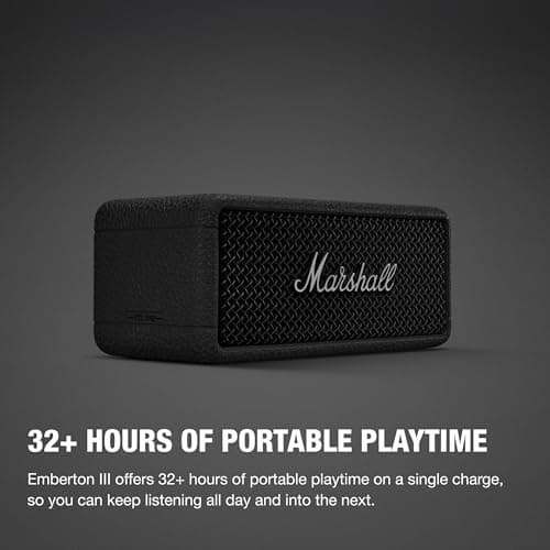Marshall Emberton III Portable Bluetooth Waterproof Speaker - Black/Silver thumbnail 4