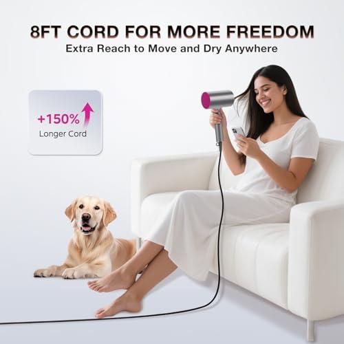 BABONIR Hair Dryer with Diffuser for Women, 1875W Fast Drying Ionic Blow Dryer for Home Use, Lightweight Foldable Hairdryer with Concentrator Nozzle, 3 Heat 2 Speed Settings, Gray thumbnail 9