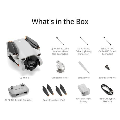 DJI Mini 3, Drones with Camera for Adults 4K, 38-min Flight Time, up to 32800ft (10km) Video Transmission, True Vertical Shooting, GPS Auto Return Integrated, Mini Drone with Camer