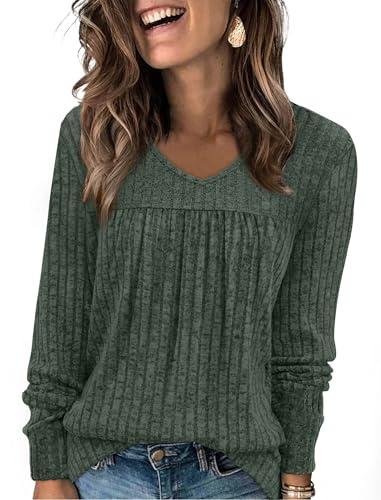 WIHOLL Fall Outfits for Women 2025 Long Sleeve Shirts for Women Dressy Casual Womens Boho Tops Trendy Sweaters Early Fall Fashion Clothing Old Money Clothes School Outfits for Teac