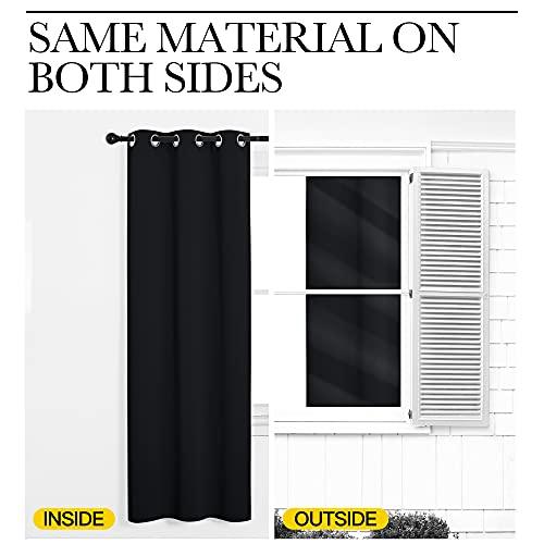 NICETOWN Pitch Black Solid Thermal Insulated Grommet Blackout Curtains/Drapes for Bedroom Window (2 Panels, 42 inches Wide by 63 inches Long, Black) thumbnail 7