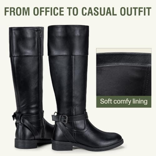 Botas Altas Jeossy Negras con Hebilla para Mujer, Talla 8