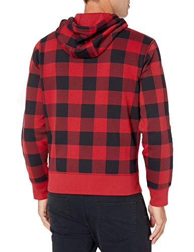 Amazon Essentials Men's Full-Zip Fleece Hoodie (Available in Big & Tall), Black Red Buffalo Plaid, X-Small