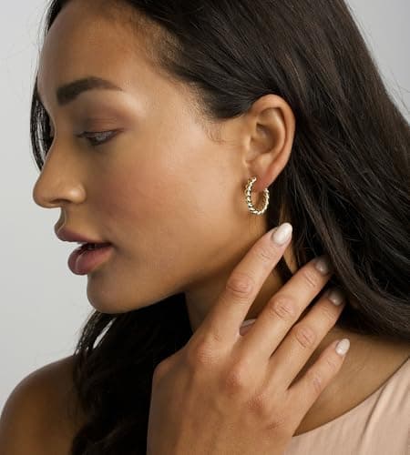 Gold Hoop Earrings Set for Women, 18 Pairs Chunky Statement & Huggie Hoops thumbnail 7