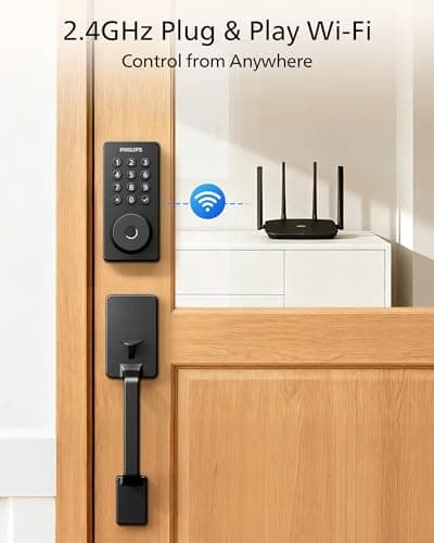 Philips Wi-Fi Smart Door Lock with Handle Set, Keypad Deadbolt for Front Door, Fingerprint Keyless Entry Door Lock with App Remote Control, IP53 Waterproof, Auto Lock, Security Eas thumbnail 3