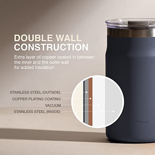 LocknLock Metro Mug Premium 18/8 Stainless Steel Double Wall Insulated with Handle Perfect for table with Lid, Peach Red, 20 oz thumbnail 4