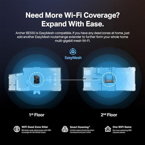 TP-Link Tri-Band BE9300 WiFi 7 Router (Archer BE550) – 6-Stream, Full 2.5G Ports, 6 Internal Antennas, Up to 2,000 sq. ft., EasyMesh Expansion, VPN thumbnail 8