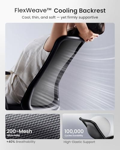 ProtoArc Ergonomic Office Chair – Flexer Mesh Couputer Chair for Women, Foam Sliding Seat, 125° Recline, Home Desk Chairs for Small Spaces, Stylish & Comfortable – Black thumbnail 3