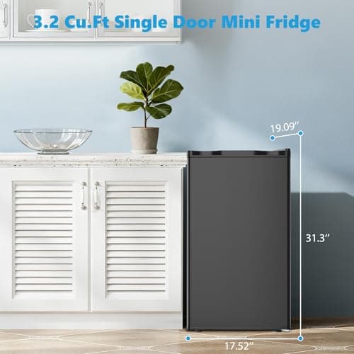 Minirefrigerador COWSAR 3.2 Pies Cúbicos con Congelador para Recámara u Oficina, Negro