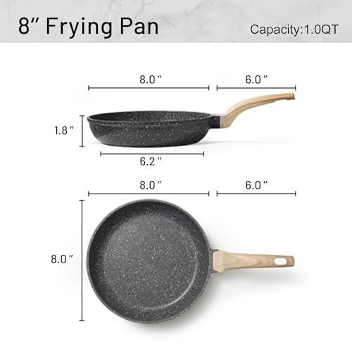 Miniatura de CAROTE Nonstick Frying Pan Skillet,Non Stick Granite Fry Pan Egg Pan Omelet Pans, Stone Cookware Chef's Pan, PFOA Free,Induction Compatible(Classic Granite, 8-Inch) 2