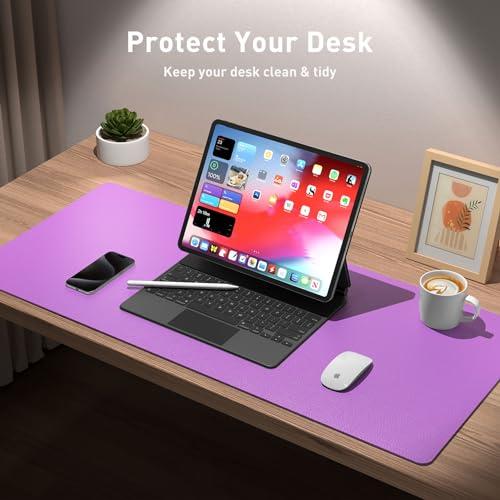 Miniatura de Aothia Leather Desk Pad Protector, Mouse Pad, Office Desk Mat, Non-Slip PU Leather Desk Blotter, Laptop Desk Pad, Waterproof Desk Writing Pad for Office and Home (36" x 17", Iris V 3