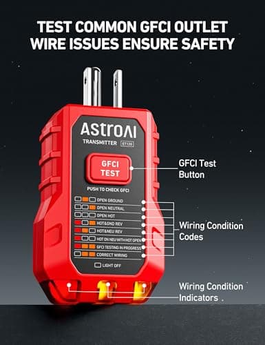 AstroAI Circuit Breaker Finder with GFCI Outlet Tester, Electrical Tester Tool for Home/Workshop Circuit Tracing, Quickly Locates Breakers with Indicators thumbnail 3