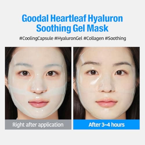 GOODAL Heartleaf Hyaluron Gel Mask, Cooling, Soothing, Sheet Mask with Hyaluronic Acid & Vegan Collagen, Overnight Hydrating Gel Essence for Pore & Skin Barrier Care [5EA] thumbnail 8