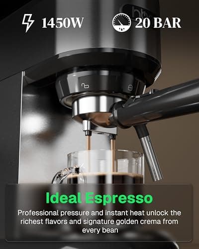 Miniatura de Cafetera Espresso HBN de 20 Bares con Espumador de Leche 2