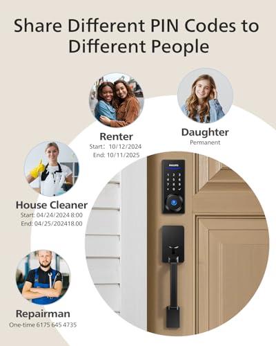 Philips Wi-Fi Smart Lock with Handle, Keyless Entry Keypad Door Lock with Handle, Front Door Deadbolt Set with WiFi Gateway, App Control, Fingerprint Unlock, PIN Code Unlock, Auto  thumbnail 6
