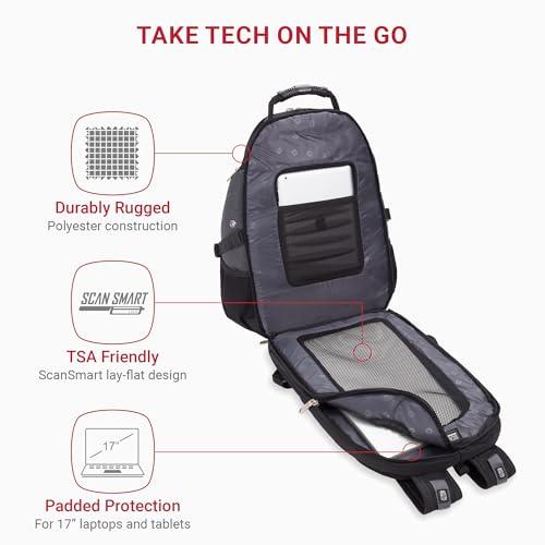 SWISSGEAR 1900 ScanSmart TSA Laptop Backpack Fits 17 Inch Laptop with RFID Protection and Tablet Pocket, Grey/Black, 19-Inch thumbnail 2