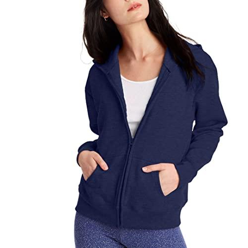 Sudadera Hanes EcoSmart de Mujer con Cierre Completo, Azul Marino, Grande