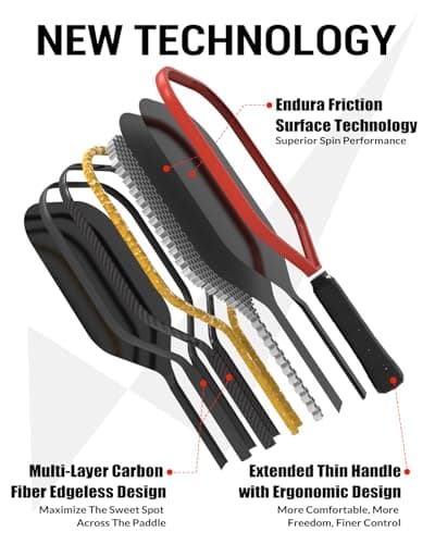 Miniatura de Warping Point Pickleball Paddle, T700 Raw Carbon Fiber Pickleball Racket with Endura Friction Surface,13mm Polymer Core, Edgeless Elongated Design, Ultimate Spin & Power, USAP Appr 5
