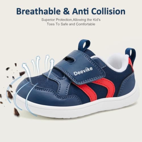 Deevike Kids Wide Fit Sneakers Boys Girls Toddler First Walker Shoes | Roomy Forefoot Fit, Breathable Upper, First Walker Design, Adjustable Strap, Rubber Outsole, Flexible Traction thumbnail 6