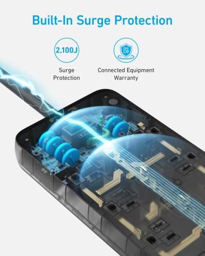 Anker Power Strip with 2100J Surge Protector, Outlet Extender, 20W, 12 AC thumbnail 4