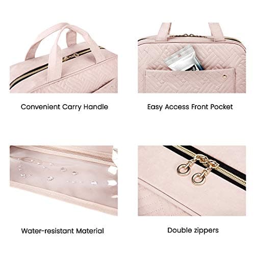 BAGSMART Large Toiletry Bag Travel Bag with Hanging Hook, Water-resistant Makeup Cosmetic Bag Travel Organizer for Accessories, Shampoo, Full Sized Container, Toiletries thumbnail 6