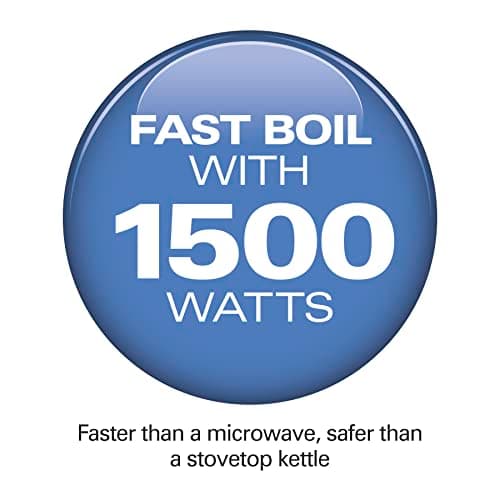 Hamilton Beach Electric Tea Kettle, Water Boiler & Heater, 1 Liter, 1500 Watts for Fast Boiling, BPA Free, Cordless Serving, Auto-Shutoff & Boil-Dry Protection, Blue LED, Glass (40