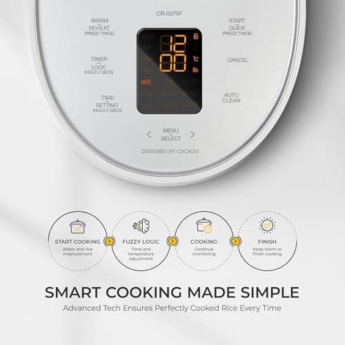 CUCKOO Micom Fuzzy Logic Rice Cooker, 6-Cup Cooked, White, CR-0375FW thumbnail 6